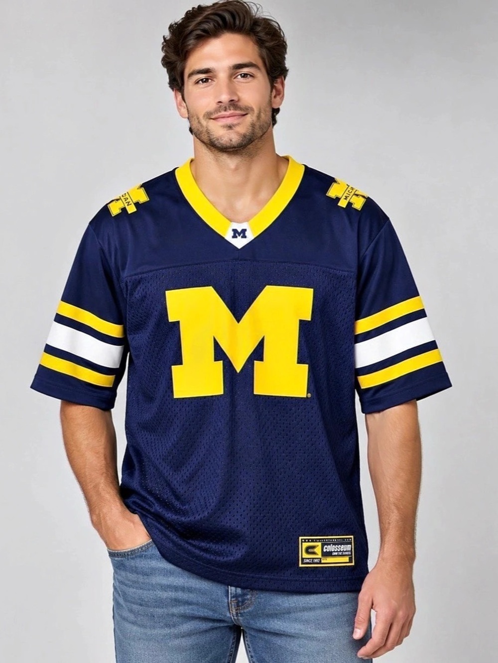 Colosseum Michigan Wolverines NCAA Navy Maize Football Jersey NWT Size Large